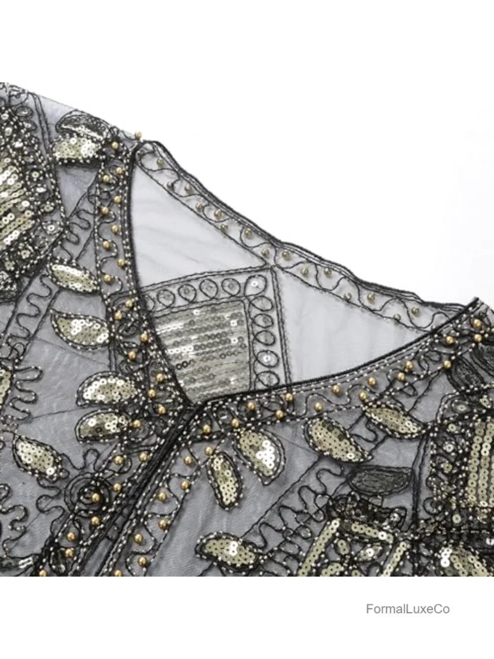 1920s Sequin Beaded Evening Cape Wrap Shawl Gatsby Party